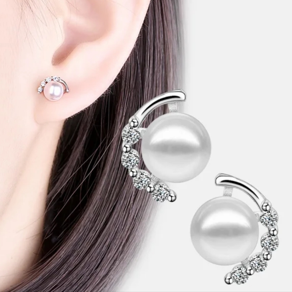 Lady bridal water pearl classic stud earring minimalist and elegant style